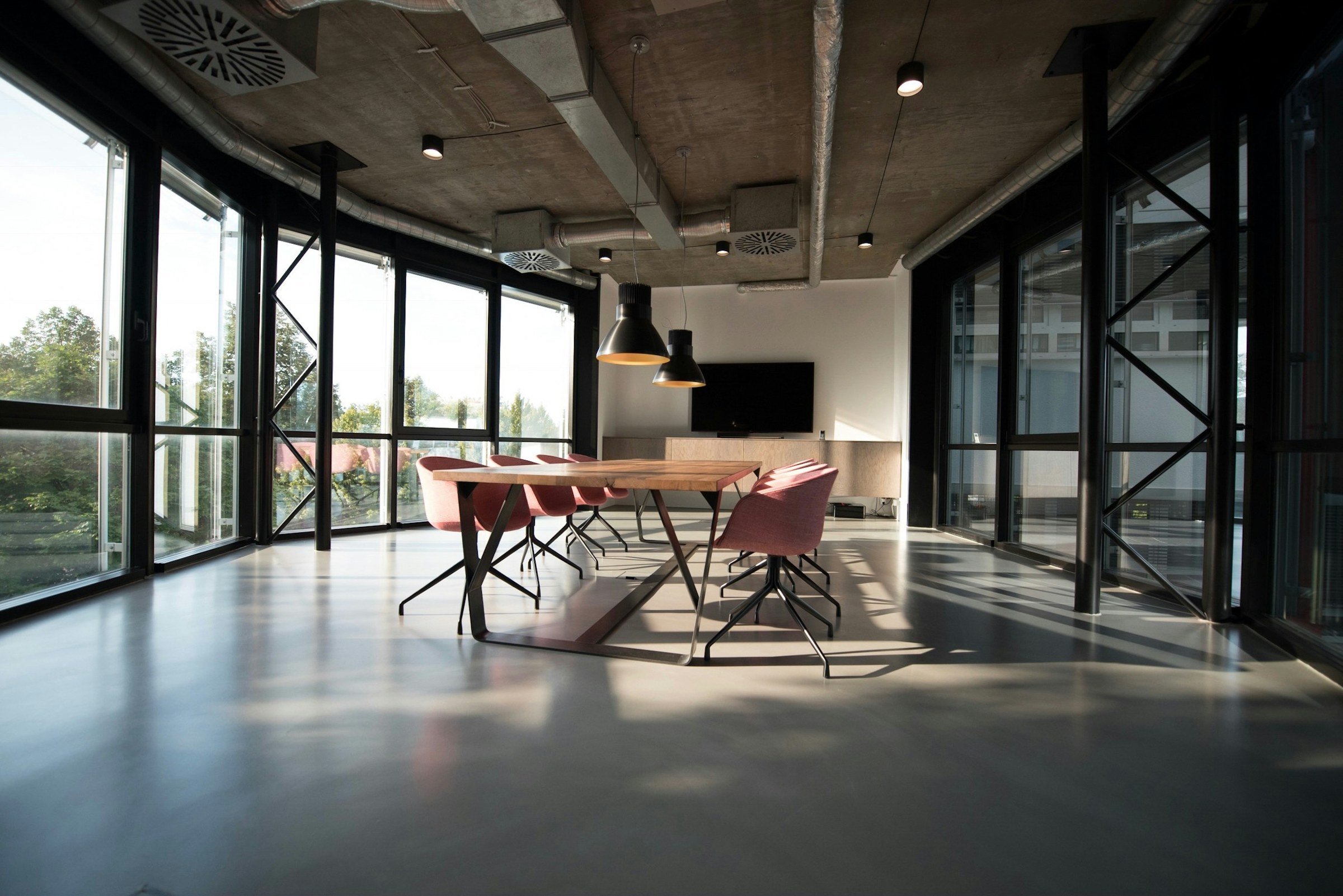 Office with a city view