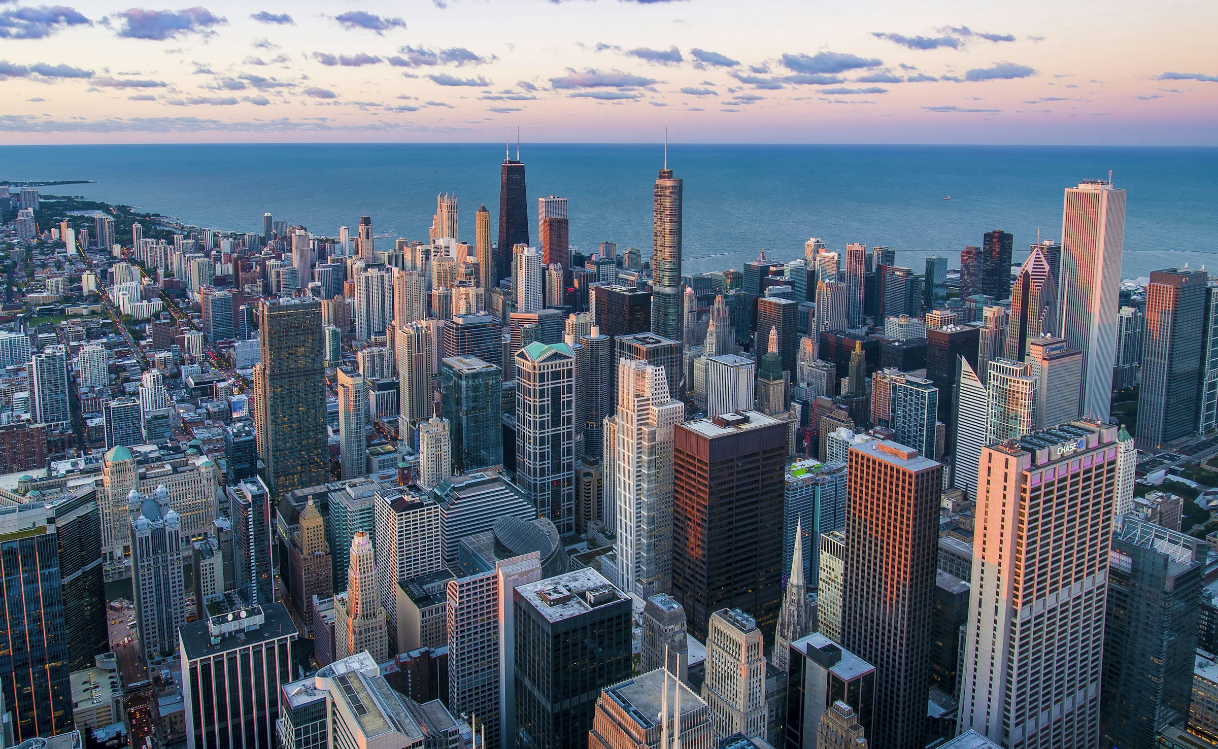 City skyline at golden hour