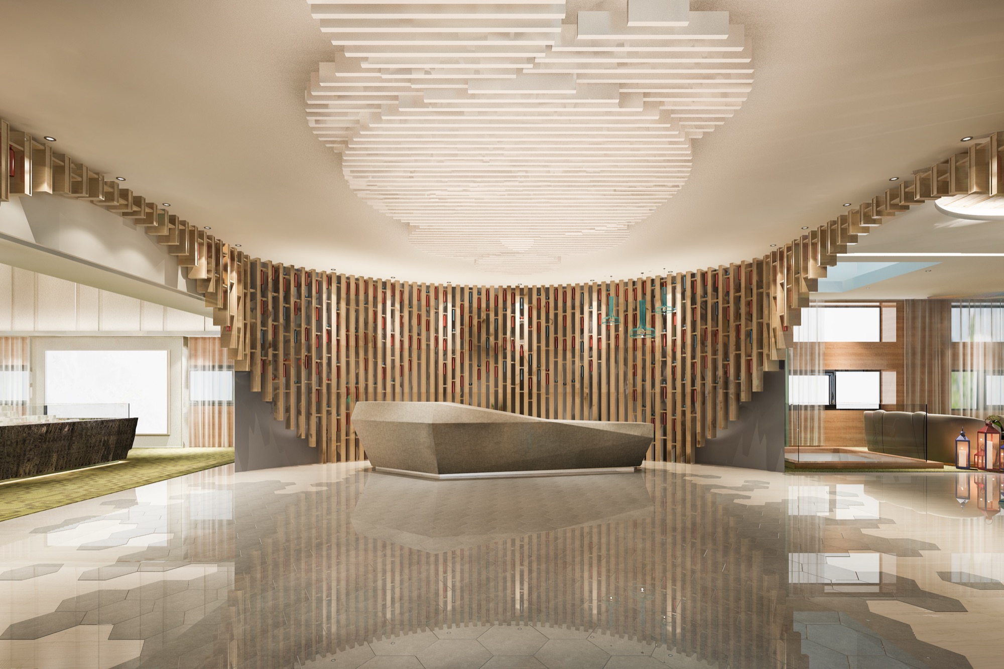 Lounge interior with classic parquet