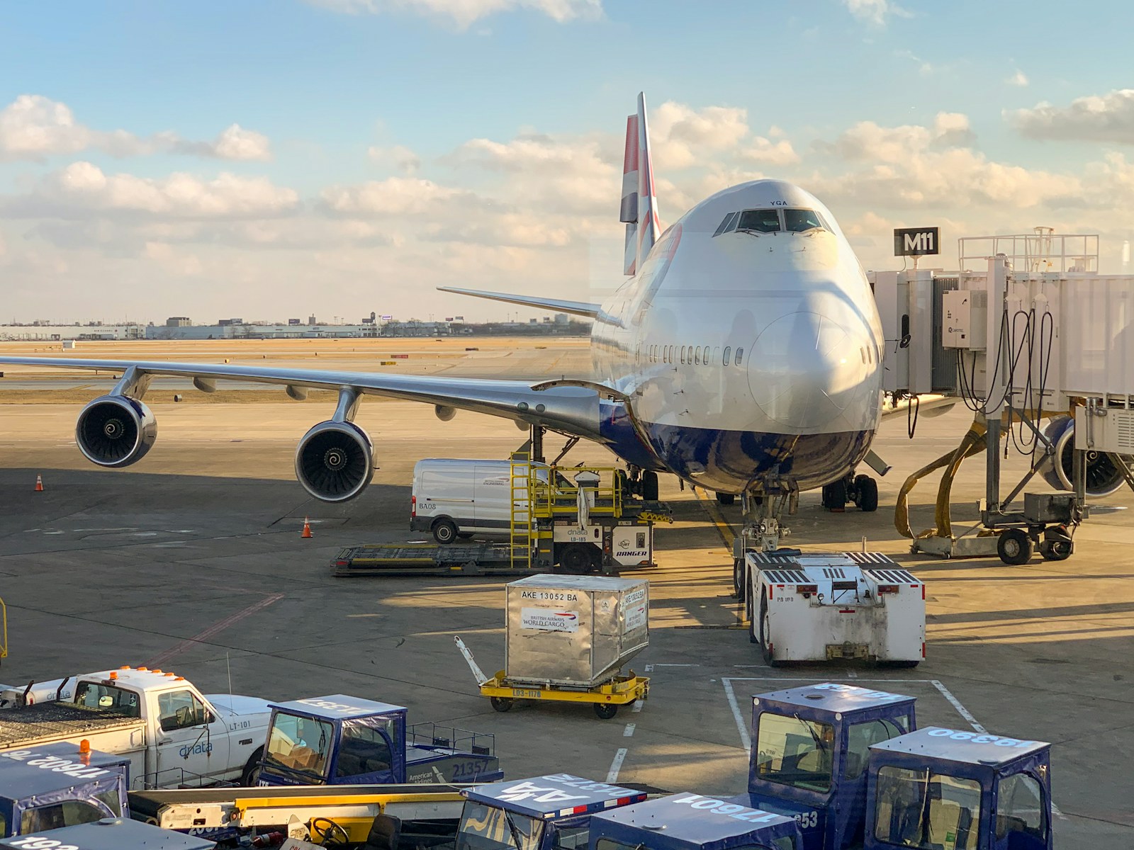 Cargo aircraft loading on the tarmac
