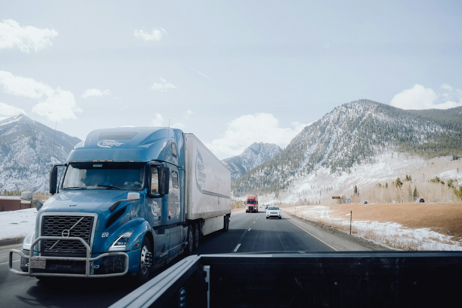 Semi truck on a mountain highway