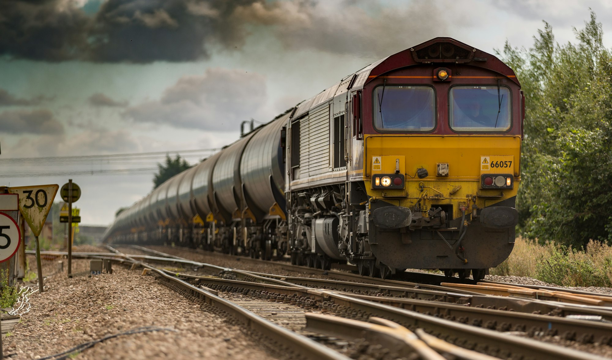 Freight train moving at speed