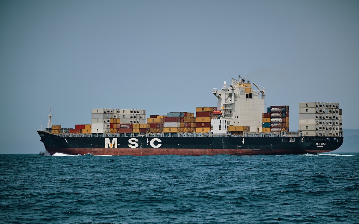 Container ship under way
