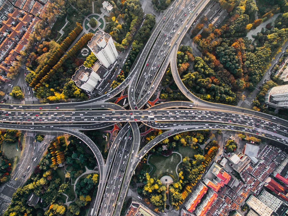 Motorway interchange from above