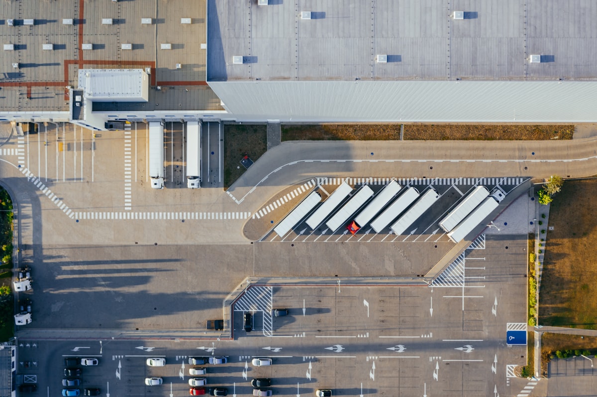 Distribution center loading docks aerial