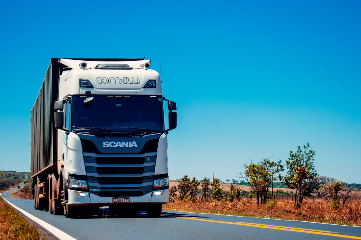 Freight truck on an open highway