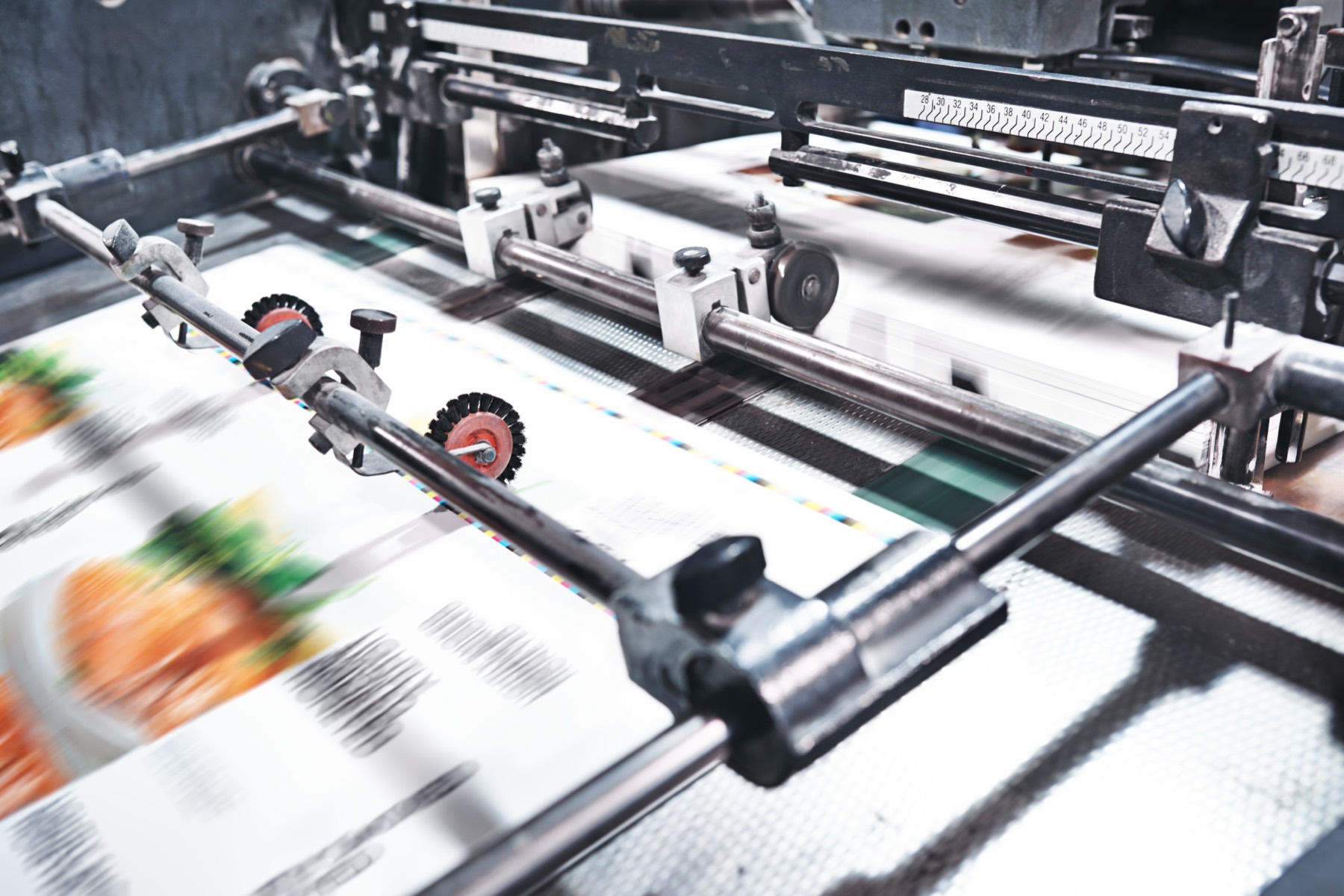 Rotogravure printing line with paper web